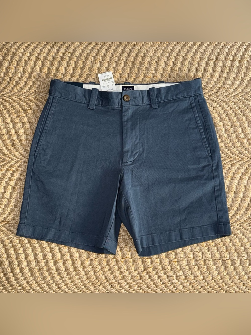 J. Crew Navy Flat-Front Cotton Chino Shorts Size 30 with 7” Inseam